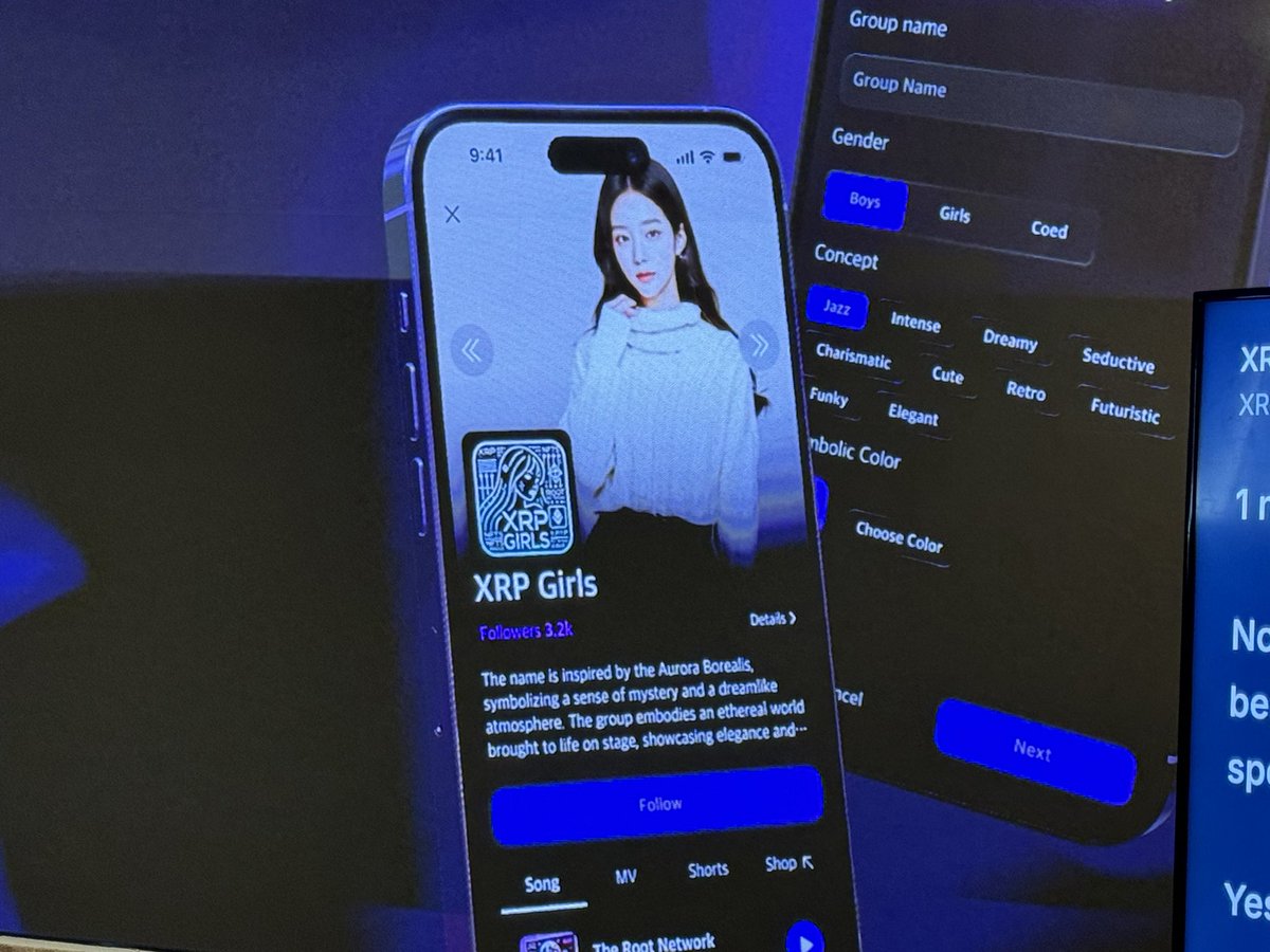 emy_wng's tweet image. 生成AIでバーチャルアイドルを作成して、生成された音楽などのコンテンツでマネタイズし、オンチェーンで取引を全て完結できる、生成AIアイドルのディストリビュータービジネス、面白い😀
デモでは「XRP Girls」というアイドルを速攻生成😂
#XRPLHackathon #TheRootNetwork #Seoul