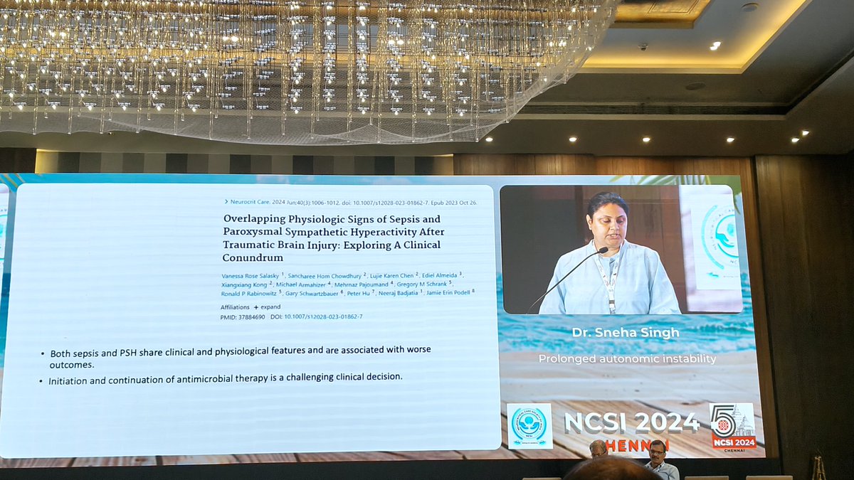 NCSI 2024 (@ncsi2024) on Twitter photo The daunting task of managing Prolonged Autonomic Instability in Neurocritcal Care was discussed by Dr Sneha Singh at NCSI 2024, Chennai.
#ncsi2024
<a href="/NCSIofficial/">Neurocritical Care Society of India</a> <a href="/neurocritical/">Neurocritical Care Society</a> <a href="/ISNACCINDIA/">ISNACC</a> <a href="/neuroclassroom/">Classroom</a> <a href="/SNACCNeuro/">SNACC</a> The daunting task of managing Prolonged Autonomic Instability in Neurocritcal Care was discussed by Dr Sneha Singh at NCSI 2024, Chennai.
#ncsi2024
<a href="/NCSIofficial/">Neurocritical Care Society of India</a> <a href="/neurocritical/">Neurocritical Care Society</a> <a href="/ISNACCINDIA/">ISNACC</a> <a href="/neuroclassroom/">Classroom</a> <a href="/SNACCNeuro/">SNACC</a>