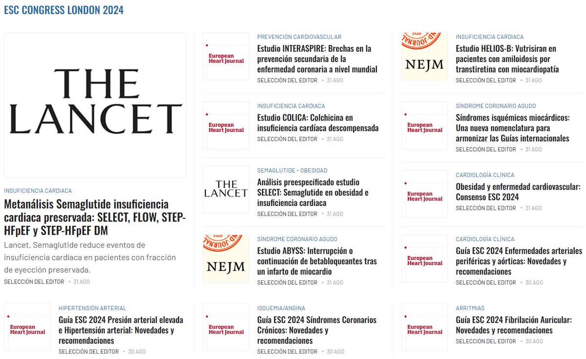 ¡📢 Cobertura especial #ESCCongress! 🌍❤️

En CardioTeca traemos lo mejor del #ESCCongress2024: análisis de guías, artículos científicos comentados y últimas novedades en #cardiología. 📚 

🔎💻 Explora la nueva sección en nuestra web y mantente al día: ow.ly/yMPA50Tbr8y