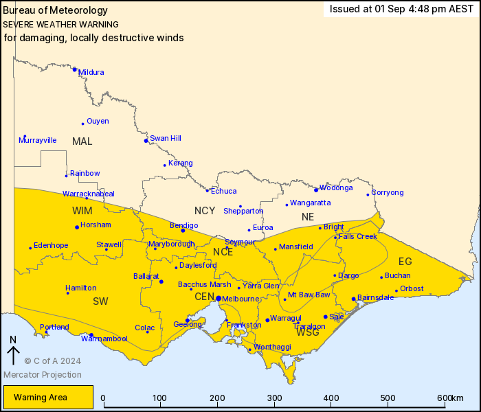 VicStormChasers's tweet image. The Bureau has issued a severe weather warning for DAMAGING and LOCALLY DESTRUCTIVE WINDS. Keep an eye out for debris. There are alot of trees down. bom.gov.au/products/IDV21…… #Melbourne #melbweather #melbourneweather #Geelong