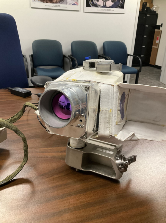 JonnyKimUSA's tweet photo. T+12 (9.8.23): On this day I learned about the EVA Infrared camera, a piece of equipment I never knew existed. A very cool gadget, it is a specially modified IR camera that can withstand the harsh environment of space. The last time I'm aware it was used was in 2009 for STS-119 to image the radiators on the space station.

Paul and Norah taught me the basics of IR camera usage and the principles of emissivity, which is a measure of how much a surface emits heat. You can see in the 3rd & 4th pictures that the heat signature from a frying pan is different based on whether the teflon (high emissivity) or aluminum side (low emissivity) is presented to the camera. Heat emits thermal radiation, a type of electromagnetic radiation that IR cameras can see, but humans cannot. One way an IR camera can take advantage of this is to locate leaks that a human eye may not be able to detect. Notice in the 2nd picture how the IR camera can detect the two wet spots on the carpet, that are otherwise invisible to the eye. That's because evaporation is a cooling process, and as the water-soaked carpet evaporates, it is cooler than its surroundings, which shows up as a signature on the IR camera. Isn't that cool?