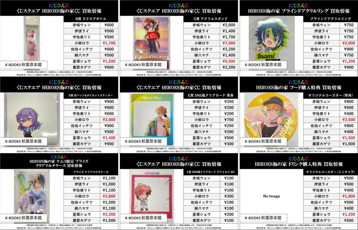買取情報】 にじさんじ #買取akbkbにじ HEROES海の家 交換が決まら