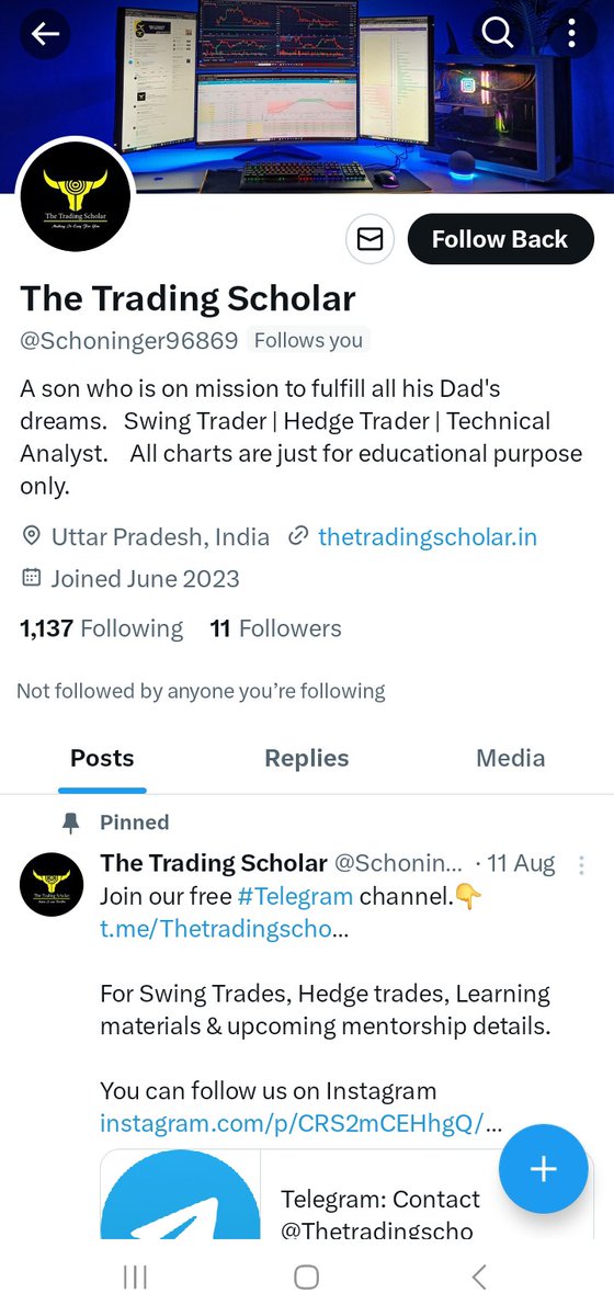 ScholarTrading's tweet photo. Please report this fake id, this person is impersonating me @Schoninger96869 and scamming people on my name 

@krishstocks 
@AishwarjaNath 
@hdixit196 
@nitishnarang 
@Jagadeesh0203 
@rohit_katwal https://t.co/qloHN7pZem