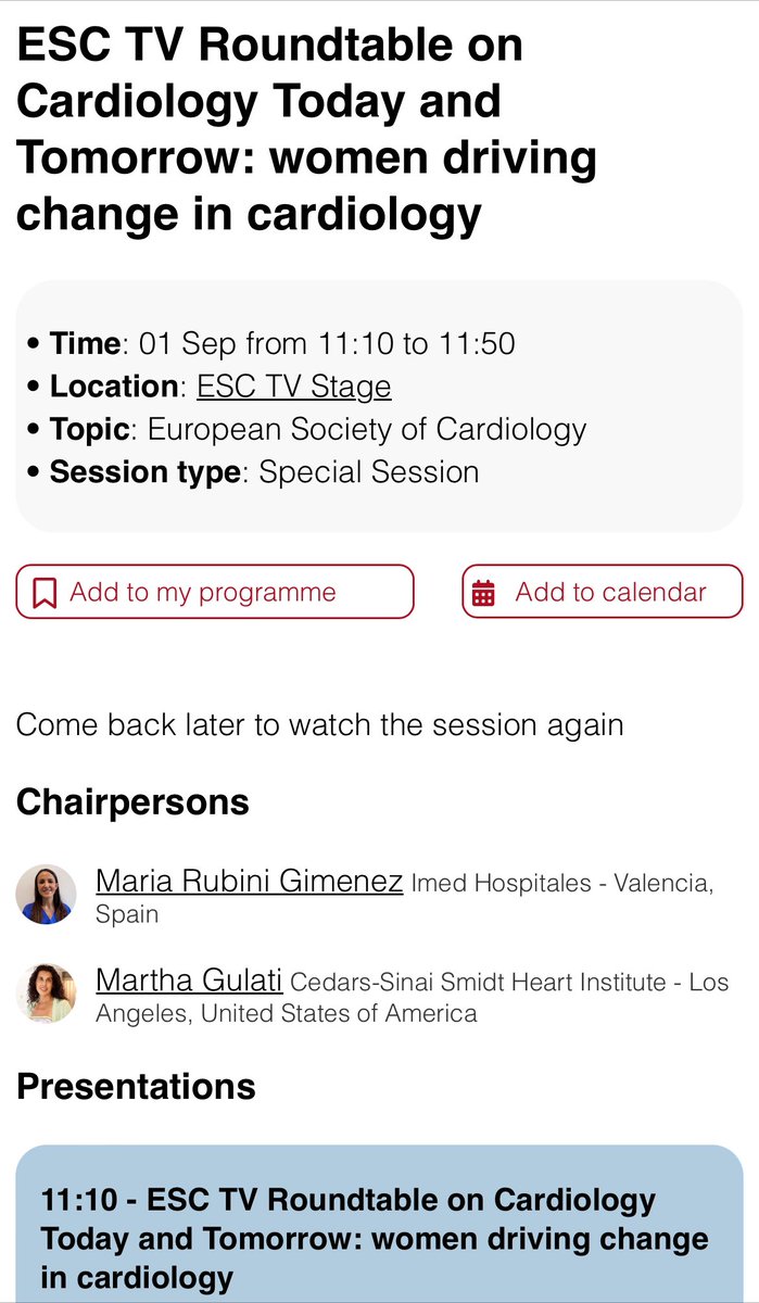 Maiy's tweet photo. Was a pleasure being part of ESC TV Roundtable on Cardiology Today and Tomorrow: women driving change in cardiology with some really amazing women thank you @escardio https://t.co/nyk3GBGhMx