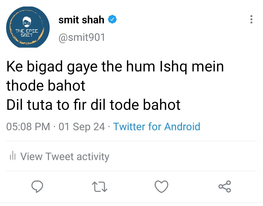 Smit901's tweet photo. Fir dil tode bht 💔
.
.
.
#laughingcolours #indianjokes #desifunu
#desithuglife #desihumuor #haqsesingle
#pagalpan #indianjokes #rvcjinsta
#theroflindian #thesarcasmwala #trollsofficial
#indiantweets #theironicalbaba #explore #explorepage https://t.co/RfI4SlqKi7