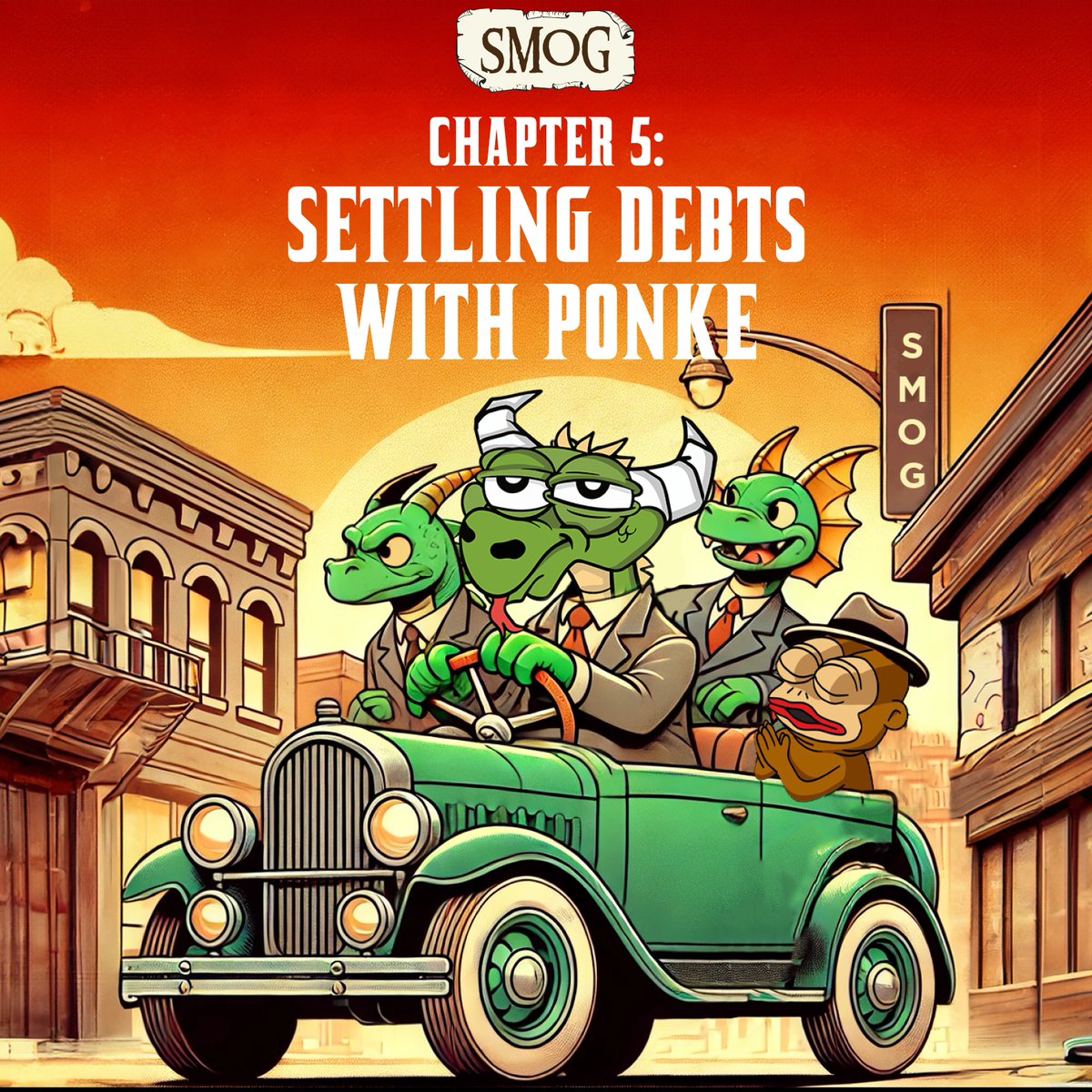 SMOGToken's tweet photo. Chapter 5 - Settling Debts with #PONKE 🐒💸

When the #SMOG Family tallied up all the debts $PONKE had piled up, it was clear - this monkey wasn’t ever gonna pay them off! 📉

So $SMOG and the other dragons decided it was time for a little "car ride." 🚗🔥

After that, PONKE vanished into thin air. Poof! Gone! And nobody knows what happened to him… or at least, nobody's talking. 💀🤫