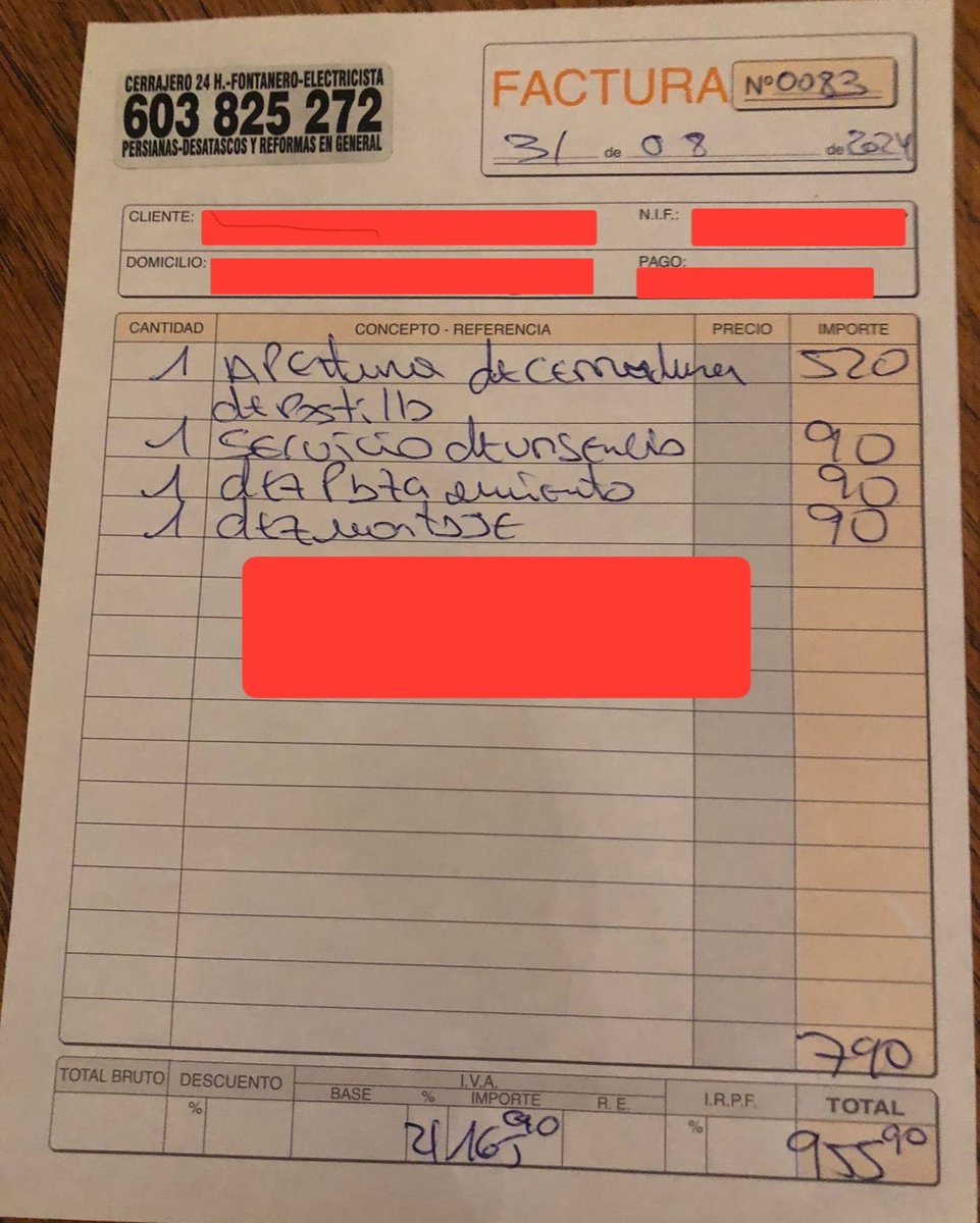 Acompanyeu-me en aquesta història titulada “De com un serraller estafa i extorsiona un dissabte d’agost a la meva mare, i l’asseguradora i l’empresa d’alarmes se’n renten les mans”.

I, de pas, quedeu-vos amb el número de telèfon del serraller per no trucar-lo mai! 

⬇️⬇️⬇️