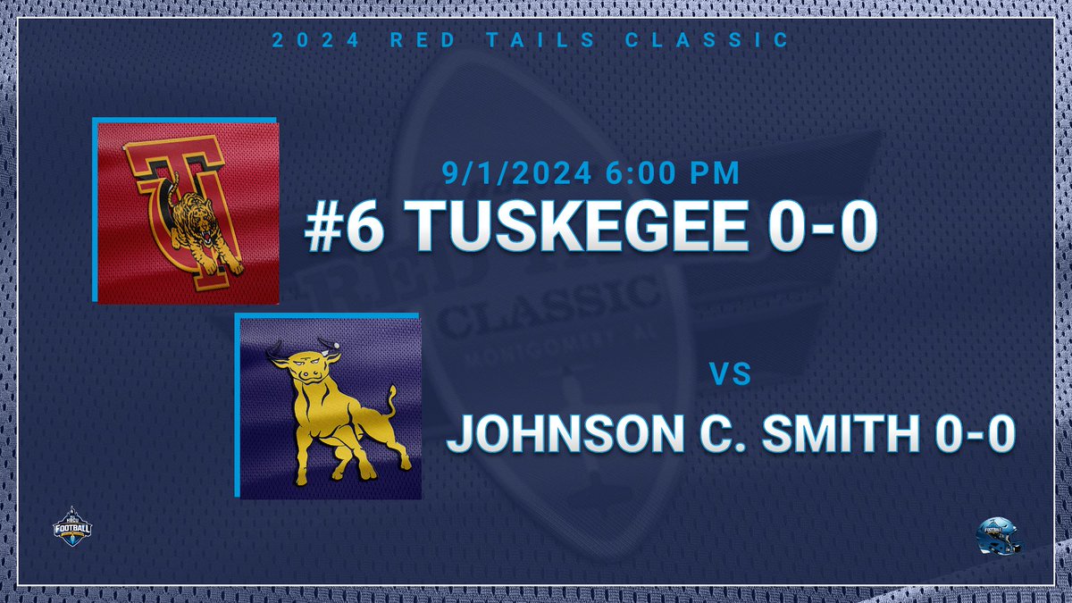 All HBCU Football (@hbcufball) on Twitter photo Follow us for updates this evening as we'll be covering the <a href="/RedTailsClassic/">Red Tails Classic</a>!
#6 <a href="/SkegeeFootball/">Tuskegee Football</a> (0-0)
vs
<a href="/JCSUFootball/">Golden Bulls</a> (0-0)
6:00 pm - Crampton Bowl
<a href="/MyTUAthletics/">Tuskegee Athletics</a> <a href="/JCSUSports/">JCSU Athletics</a> <a href="/Coach_james3/">Aaron James</a> <a href="/CoachFlowers/">Coach Maurice Flowers</a> <a href="/DHuntTrib/">Donald Hunt</a> <a href="/theehbcusports1/">theehbcusportswire</a> <a href="/D2HBCUFOOTBALL/">D2 HBCU Football Guy</a> <a href="/HbcuExposure/">HBCU Exposure</a> <a href="/HBCU365/">HBCU 365</a> Follow us for updates this evening as we'll be covering the <a href="/RedTailsClassic/">Red Tails Classic</a>!
#6 <a href="/SkegeeFootball/">Tuskegee Football</a> (0-0)
vs
<a href="/JCSUFootball/">Golden Bulls</a> (0-0)
6:00 pm - Crampton Bowl
<a href="/MyTUAthletics/">Tuskegee Athletics</a> <a href="/JCSUSports/">JCSU Athletics</a> <a href="/Coach_james3/">Aaron James</a> <a href="/CoachFlowers/">Coach Maurice Flowers</a> <a href="/DHuntTrib/">Donald Hunt</a> <a href="/theehbcusports1/">theehbcusportswire</a> <a href="/D2HBCUFOOTBALL/">D2 HBCU Football Guy</a> <a href="/HbcuExposure/">HBCU Exposure</a> <a href="/HBCU365/">HBCU 365</a>