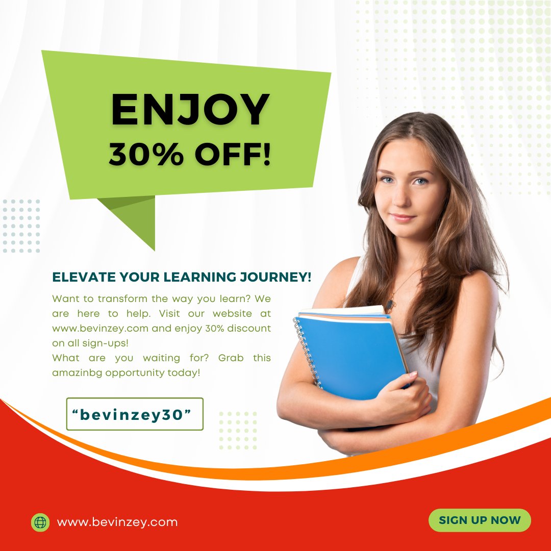 bevinzey's tweet photo. Elevate your learning with 30% off all sign-ups using code "bevinzey30"! Don’t miss this chance to grow your skills and knowledge at a discounted rate.
Use the code and start your learning journey now!
#LearningDiscount #EducationalGrowth #UnlockPotential #SpecialOffer https://t.co/JWQelzHb79