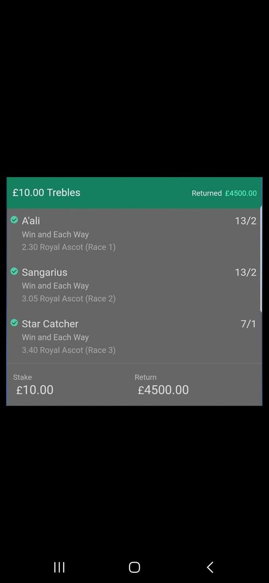 Dannyhart321's tweet image. My best horse treble, wouldn't mind another like that soon #HorseRacing #Treble