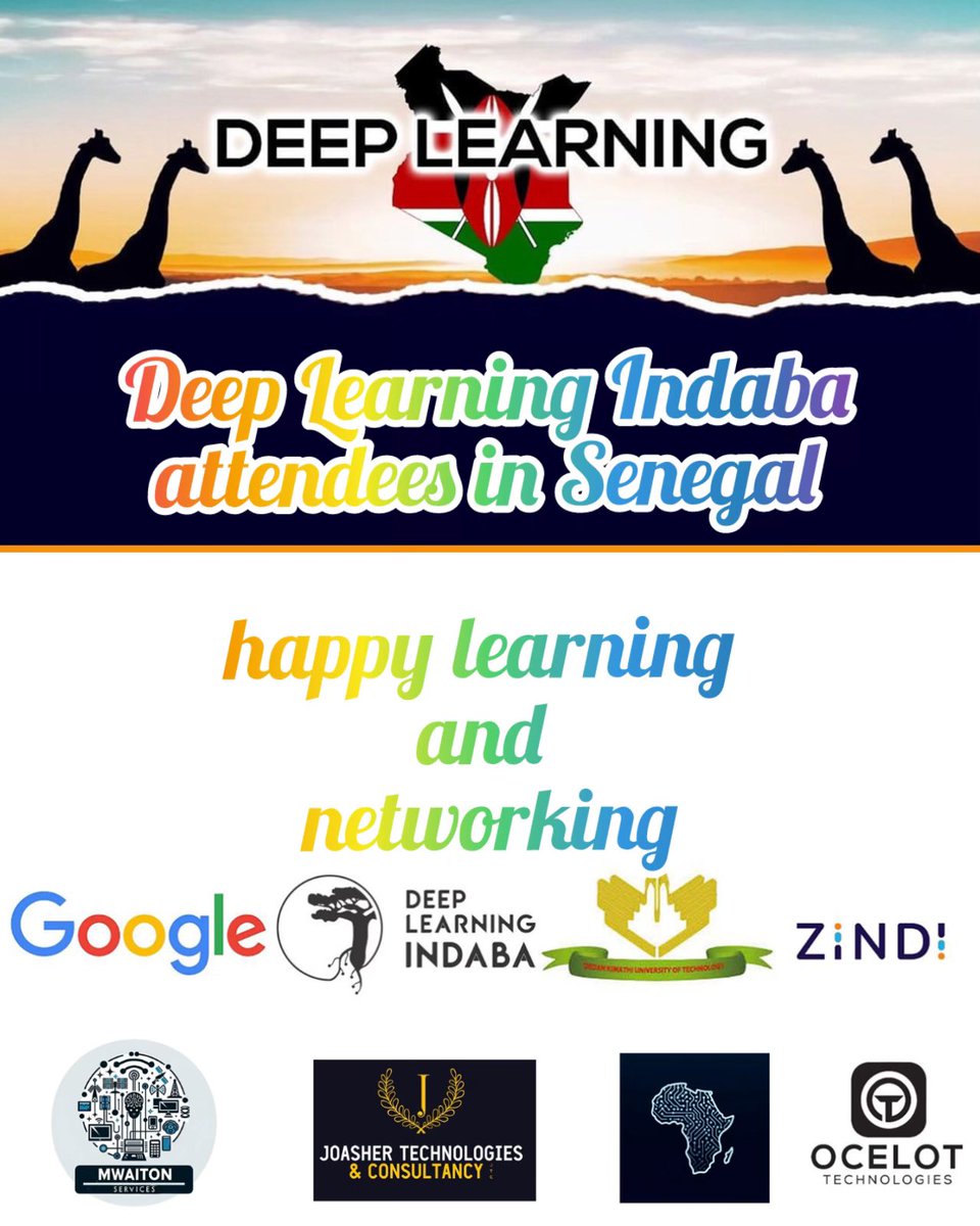 Deep Learning Indaba𝕏 Kenya (@indabaxkenya) on Twitter photo We wish all Deep Learning Indaba <a href="/DeepIndaba/">Deep Learning Indaba</a> attendees Senegal <a href="/MahtarMbow/">Université Amadou Mahtar MBOW</a> 🇸🇳🌍🚀 happy learning and networking.
#DLI2024 #Indaba2024 #xamxamle
<a href="/Google/">Google</a> <a href="/ZindiAfrica/">Zindi</a> <a href="/siminyu_kat/">Kathleen S.</a> <a href="/IngNdolo/">İnż. Ndolo Ka’Nyaminge</a> <a href="/Sonni_e_/">Eng. Grace Kaimburi</a> <a href="/Mumbi_Official/">Mumbi Njuguna</a> <a href="/DeKUTkenya/">Dedan Kimathi University of Technology</a> <a href="/googleafrica/">Google in Africa</a> <a href="/ocelotsoftwares/">Ocelot Technologies</a> We wish all Deep Learning Indaba <a href="/DeepIndaba/">Deep Learning Indaba</a> attendees Senegal <a href="/MahtarMbow/">Université Amadou Mahtar MBOW</a> 🇸🇳🌍🚀 happy learning and networking.
#DLI2024 #Indaba2024 #xamxamle
<a href="/Google/">Google</a> <a href="/ZindiAfrica/">Zindi</a> <a href="/siminyu_kat/">Kathleen S.</a> <a href="/IngNdolo/">İnż. Ndolo Ka’Nyaminge</a> <a href="/Sonni_e_/">Eng. Grace Kaimburi</a> <a href="/Mumbi_Official/">Mumbi Njuguna</a> <a href="/DeKUTkenya/">Dedan Kimathi University of Technology</a> <a href="/googleafrica/">Google in Africa</a> <a href="/ocelotsoftwares/">Ocelot Technologies</a>