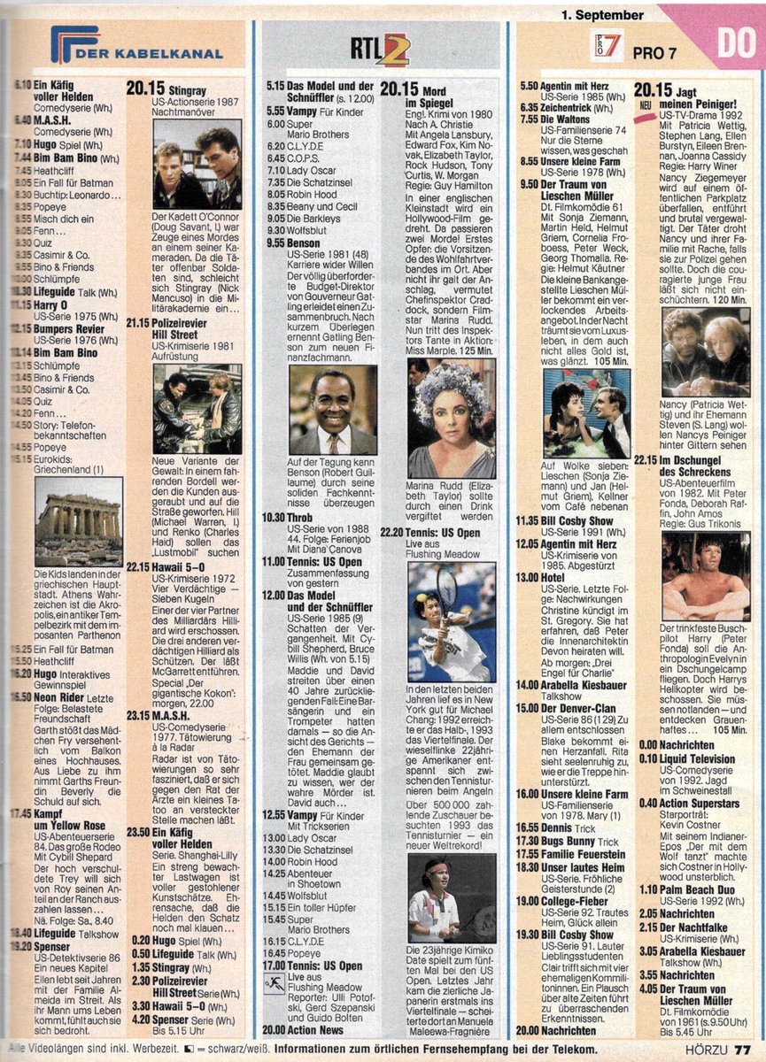 Kabelkanal, RTL 2 und Pro 7 vor 30 Jahren