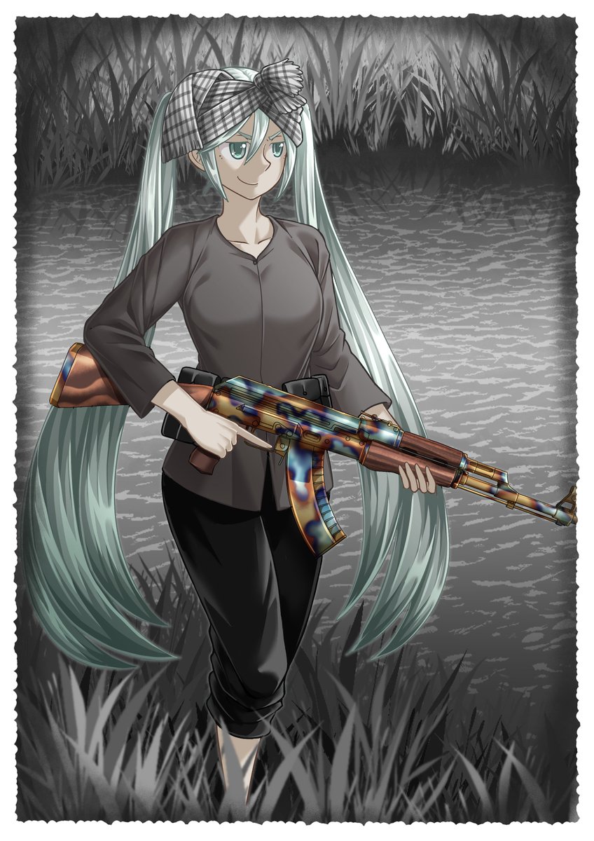 ribz_chan's tweet photo. Vietnamese Guerrilla Soldiers Miku with StatTrak AK-47 Case Hardened https://t.co/e8mb81NKNu
