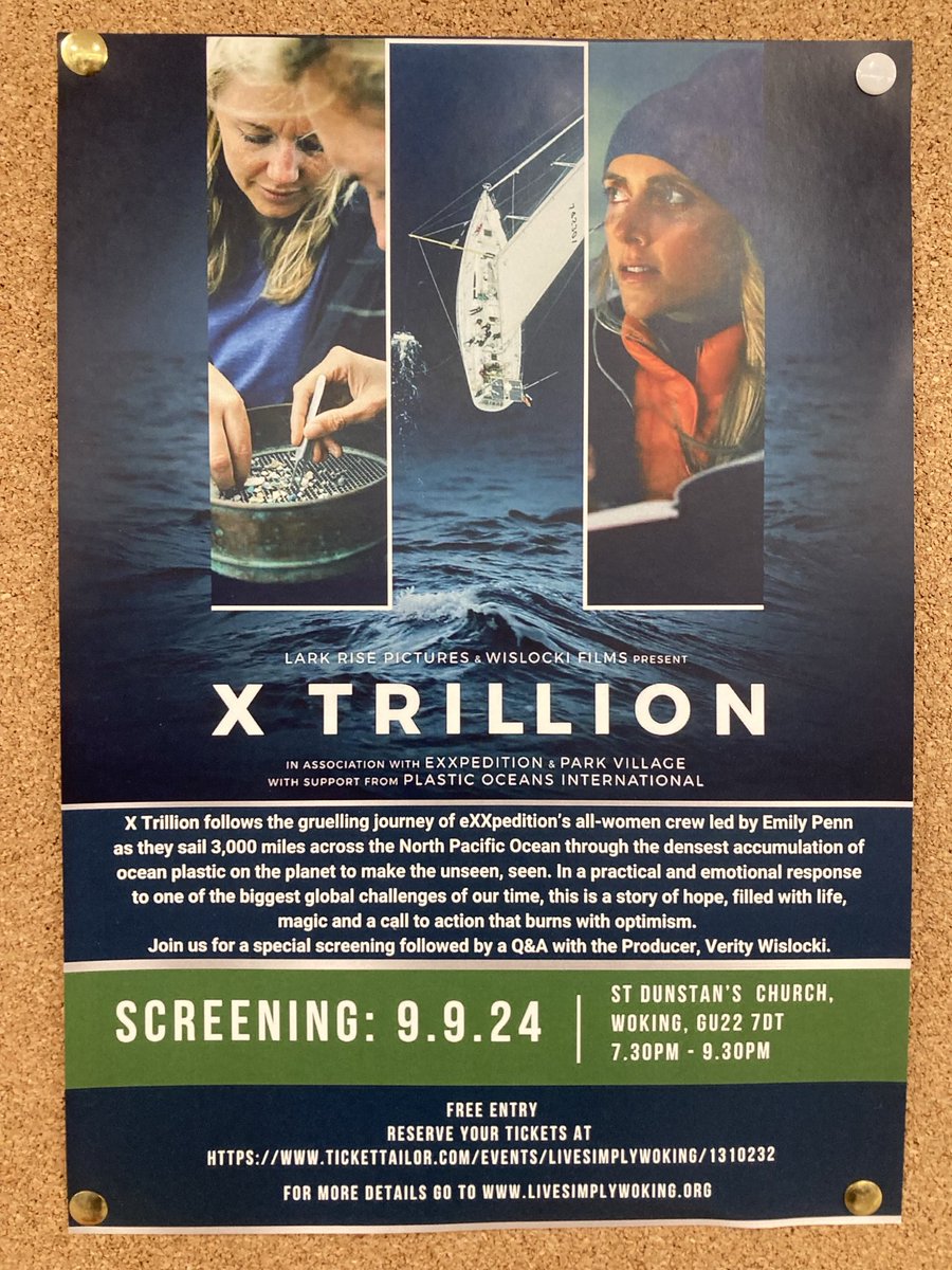Looking forward to watching this ocean plastics film, being screened on 9th Sept at St Dunstans church, Woking - plus discussion with the film’s producer! 🤩