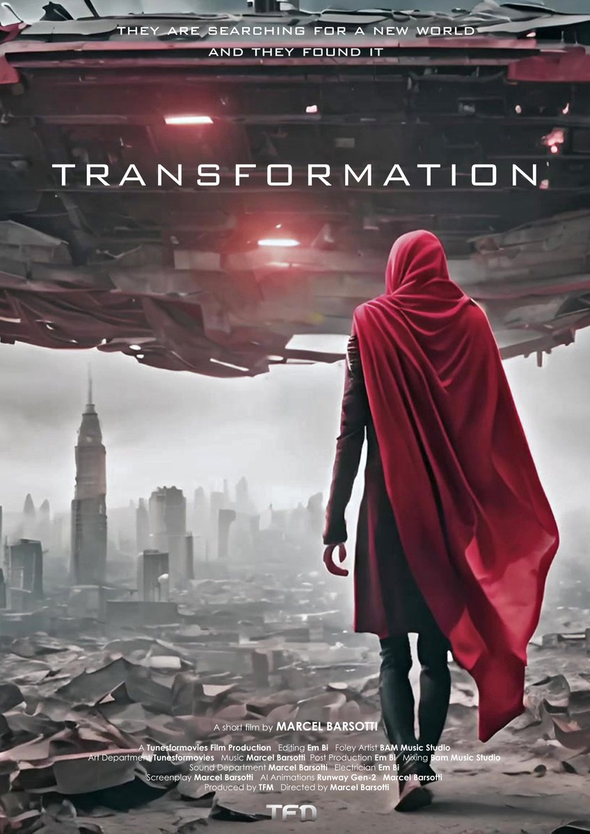 tunesformovies's tweet photo. 🎬 TRANSFORMATION | SCIENCE FICTION SHORT FILM © 2024 by Tunesformovies film production | Coming soon to festivals!
Transformation Official film page https://t.co/YHOFXISoyM
#transformation #director #marcelbarsotti #sciencefiction #tunesformoviesfilmproduction #shortfilm https://t.co/wxbpQvmUsD