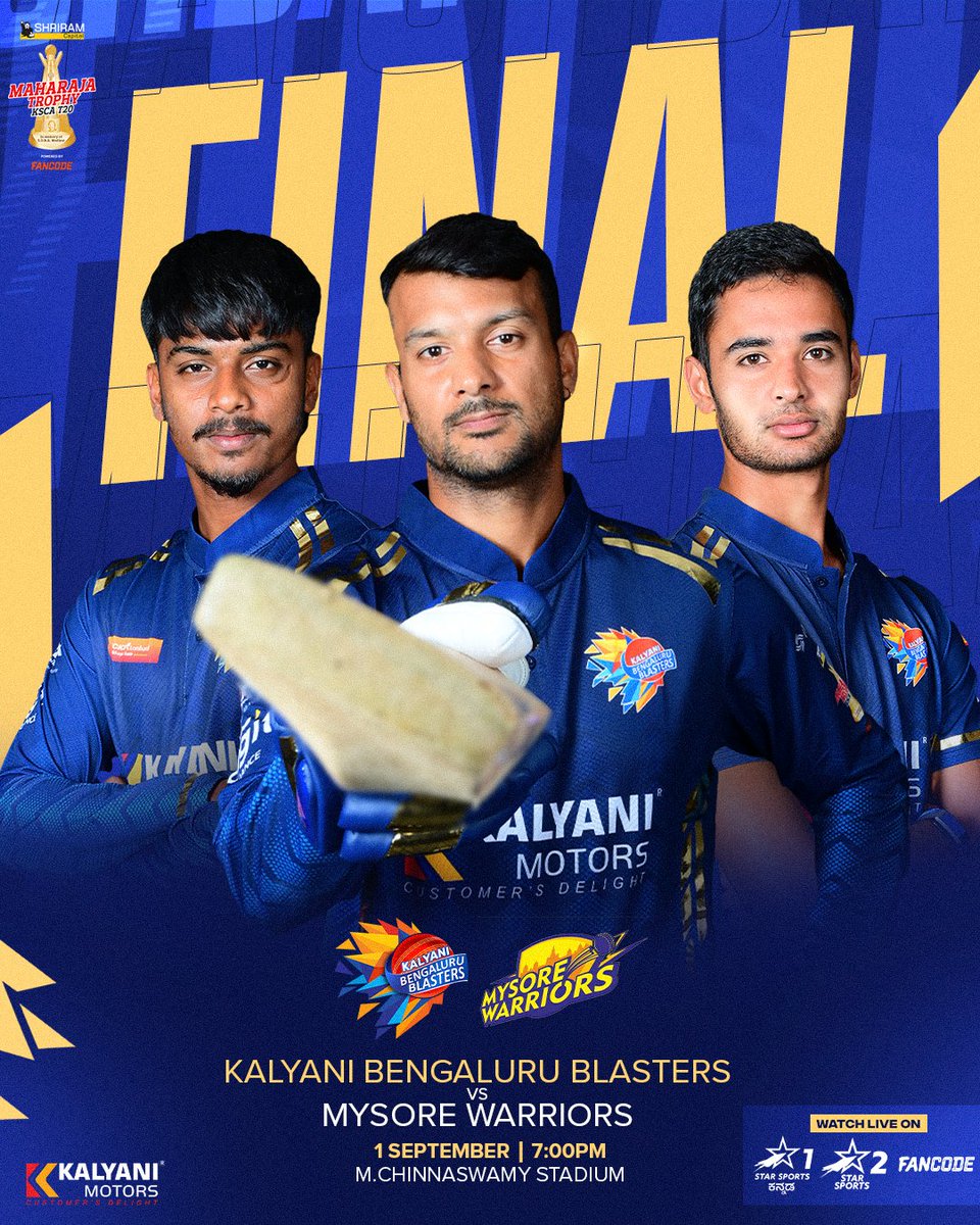 kbblasters's tweet photo. Finals day 🏆🏏🏟️

We are taking on the Mysore Warriors at 7 pm. 

We are excited to get on the field to get the trophy in our hands. 

Keep us in your prayers! 💪🏆🏏🏟️

#KalyaniBengaluruBlasters #KBB #MaharajaTrophy #MaharajaTrophy2024 #illigeddavareraja https://t.co/CTuwFVqd8l
