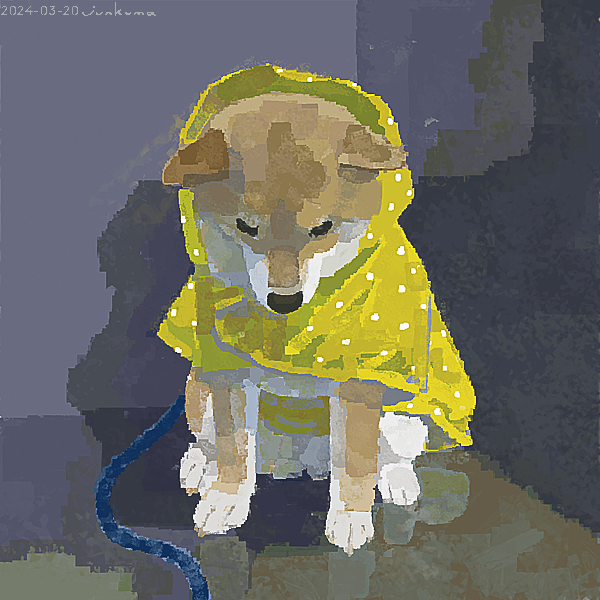 「雨の日だけカラフルな犬」|junkumaのイラスト