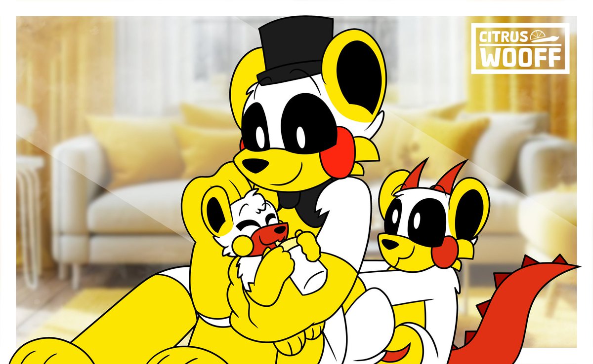 Funyellow and his children 
Commissioned by <a href="/WCitruswooff/">CitrusWOOFF 💙❄</a> 
#FunyellowAdventures