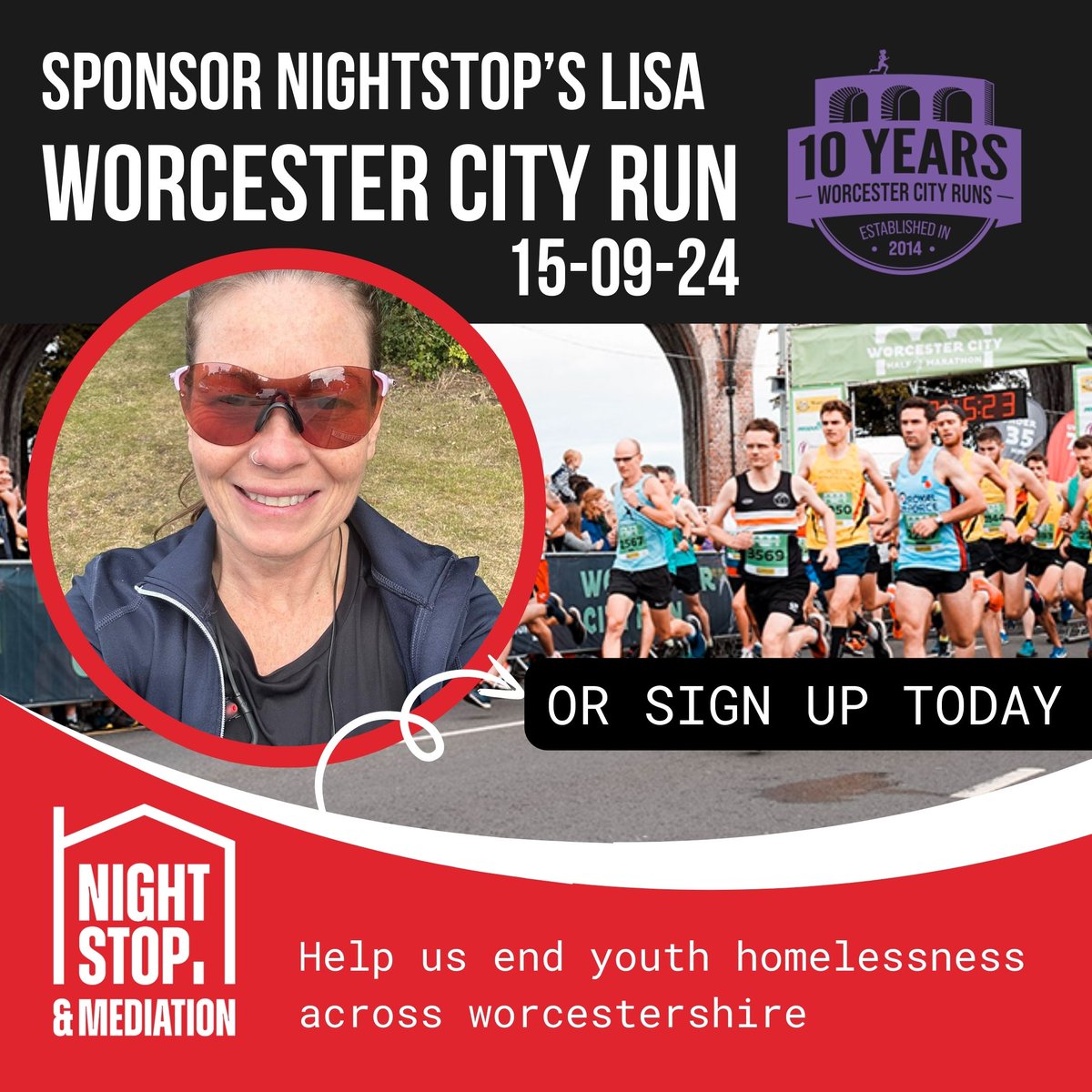 Our incredible senior mediator, Lisa, is taking on <a href="/WorcesterRun/">Worcester City Run</a> on Sun 15 Sept - just 2 weeks away! 👏

To sponsor Lisa 🏃‍♀️ ➡️
justgiving.com/page/lisa-shak…

There is still time to join Team Nightstop - simply email chudson@wfnightstop.org or call 01562 743111 for more info. 🏠