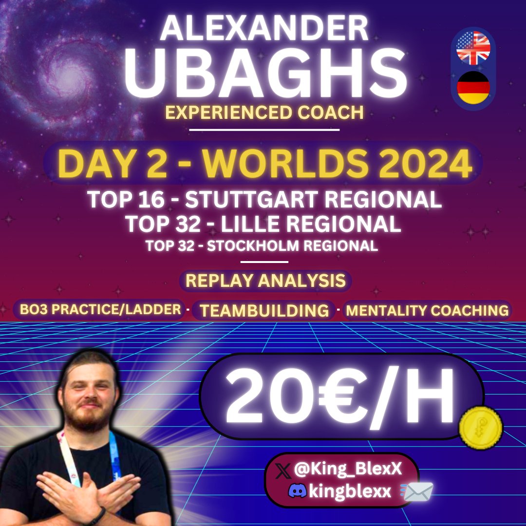 New Regulation, old Coach. The Dortmund Regional is in a few weeks, if you want to prep and get better in Reg H, you can hit me up on Discord (kingblexx). 
Retweets are appriciated!