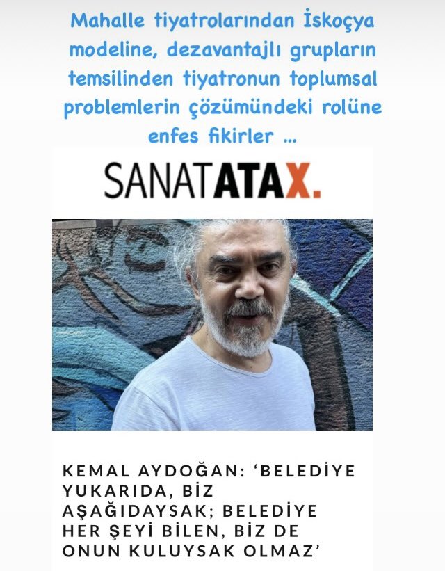 bunca gündem arasında aslında düşünmemiz gerekenleri düşünmeye hiç fırsat olmuyor bu röportaj çok iyi bir fırsat oldu benim için 💙 <a href="/sanatatak/">SANATATAK</a> <a href="/modasahnesi/">moda sahnesi</a>  <a href="/k_aydogan/">kemal aydoğan</a> #tiyatro  sanatatak.com/kemal-aydogan-…