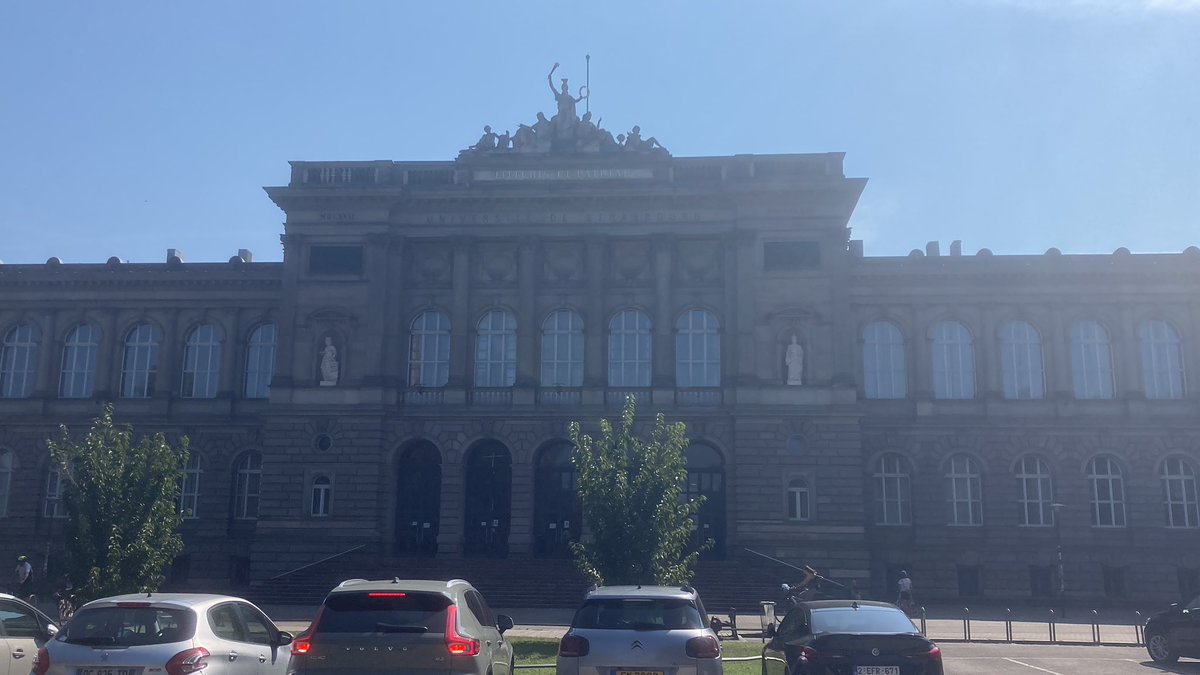 Facade of University of Strasbourg- built 1872, celebrating Luther, Leibniz, Kepler, Kant, Gauss and Savigny. What’s the link, I wonder….