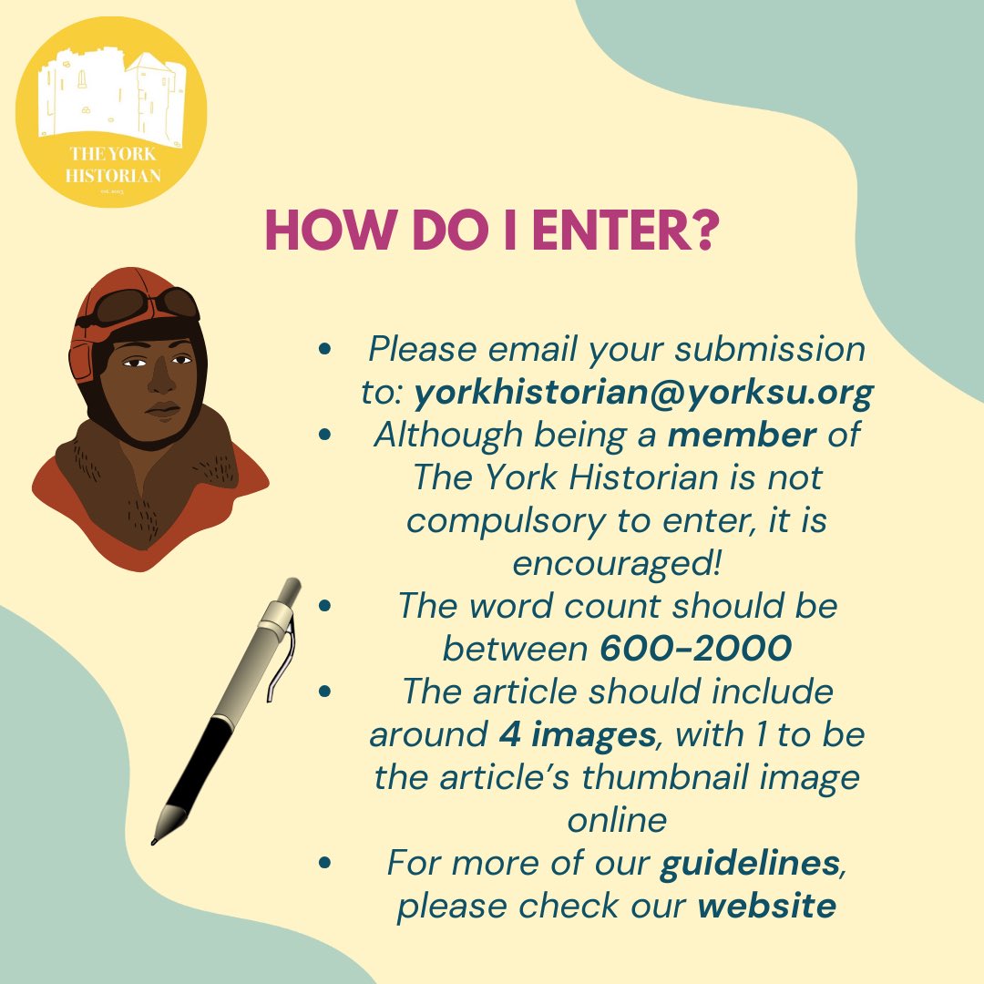 TYorkHistorian's tweet photo. 📣 Calling all University of York student writers 📣

Our first writing competition of this academic year is now open! 

Email us your Black History articles to enter to yorkhistorian@yorksu.org 📝 https://t.co/jF8CNQyjEX