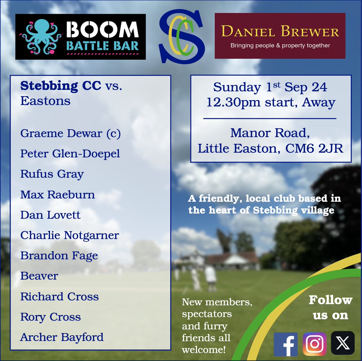 Today we make the short trip to Eastons for our penultimate game of the season 🏏