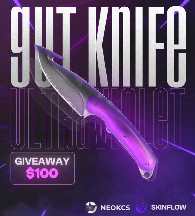 CsNeok's tweet image. First giveaway in a while 😃

Gut Knife | Ultraviolet FT 

How to enter:  
- Like and retweet 
- Follow @csneok &amp;amp; @skinflowgg

Giveaway ends one week from now ✌🏻GL