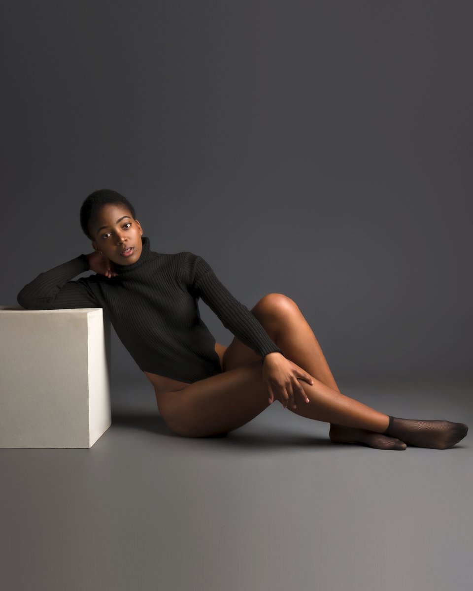 SathiaPhoto's tweet photo. Embracing the art of simplicity and strength, Katlego exudes elegance in a black bodysuit, effortlessly reclining against a  pristine white cube in my studio https://t.co/UvozOgmYcr