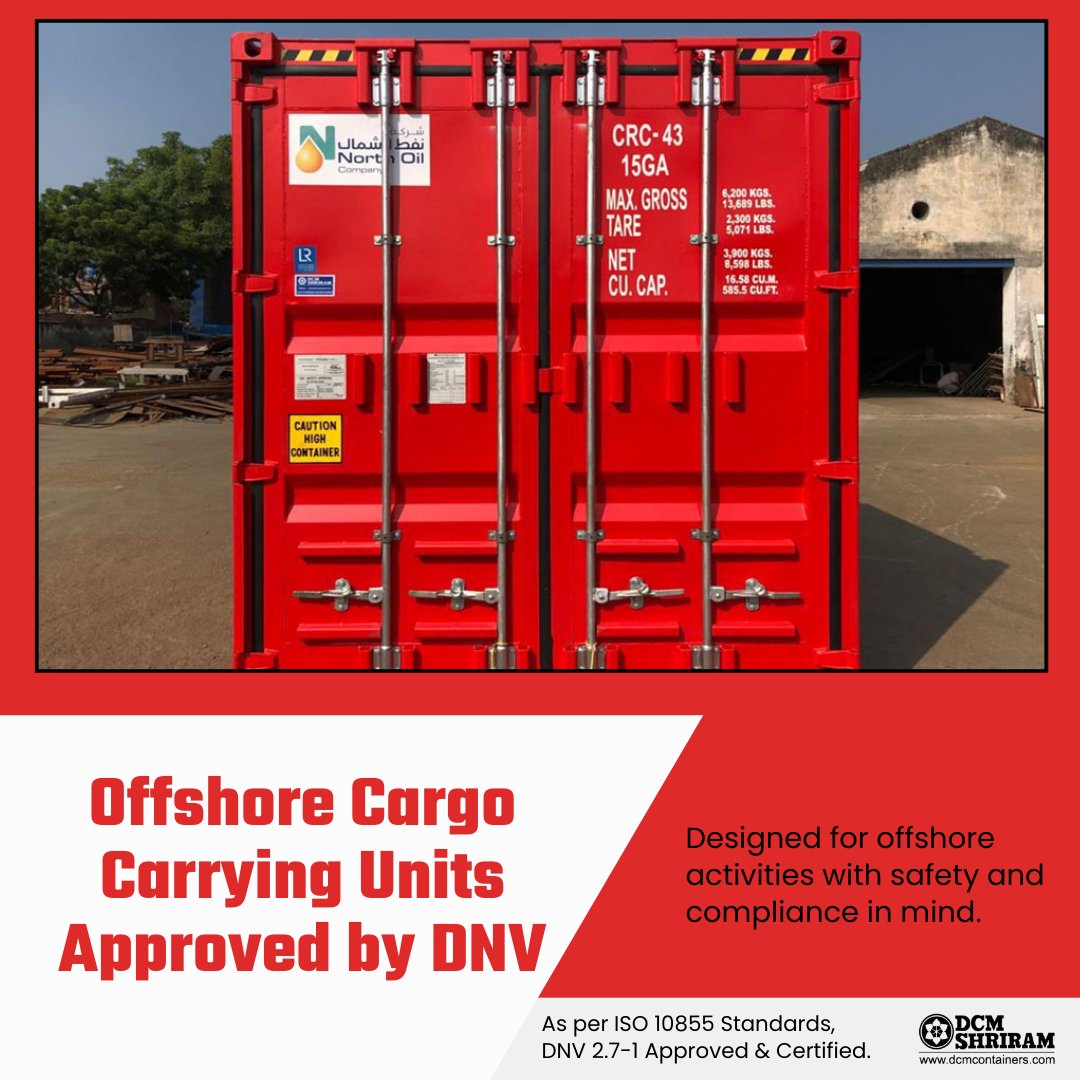 DcmContainers's tweet image. Introducing the Offshore Cargo Carrying Units by DCM Containers

Safety First: Designed for offshore activities, our containers prioritize safety and compliance.
Learn more about our offshore container solutions and request a quote today!

#OffshoreContainers #CargoTransportation