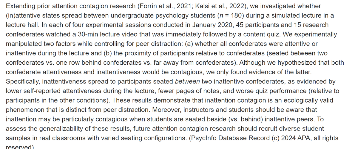 Inattention (but not attention) is contagious in college students, and different than distraction psycnet.apa.org/record/2025-18…