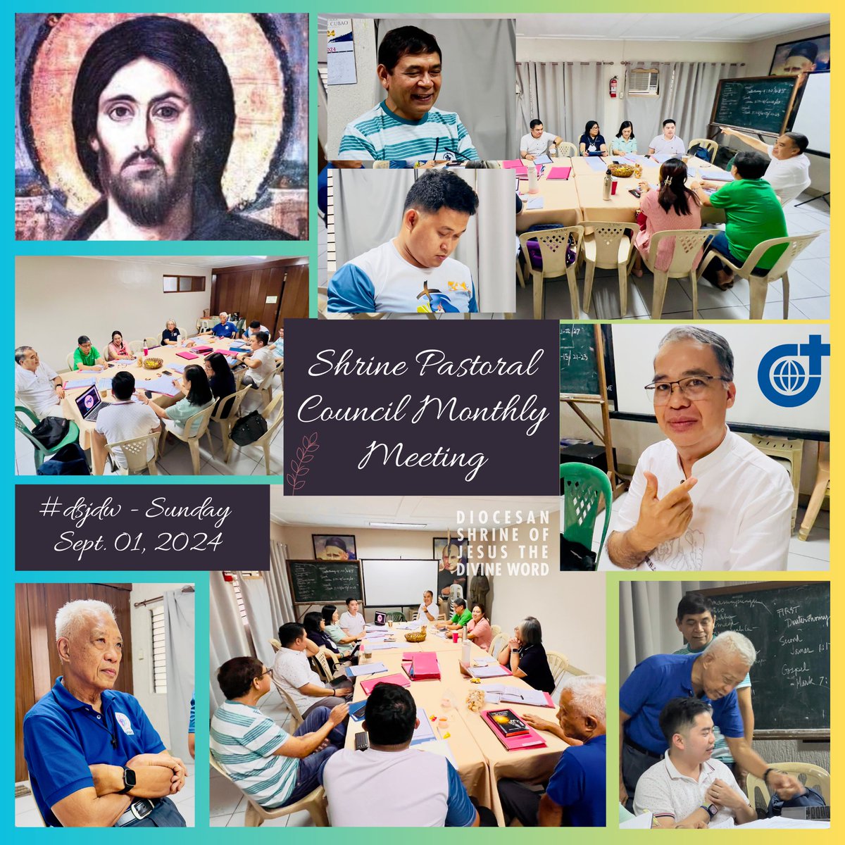 WORDinUS's tweet photo. Diocesan Shrine of Jesus the Divine Word, Shrine Pastoral Council Regular Monthly Meeting. 

Sunday of the 22nd Week in Ordinary Time, September 01, 2024.

#PromotionToLoveTheWordOfGOD
#ShrineCouncilMeeting #PostActivities #SPCouncil #2024Vision #DSJDW #SVD 
#CtKMS #SVDat150 https://t.co/2caMq18w8Y