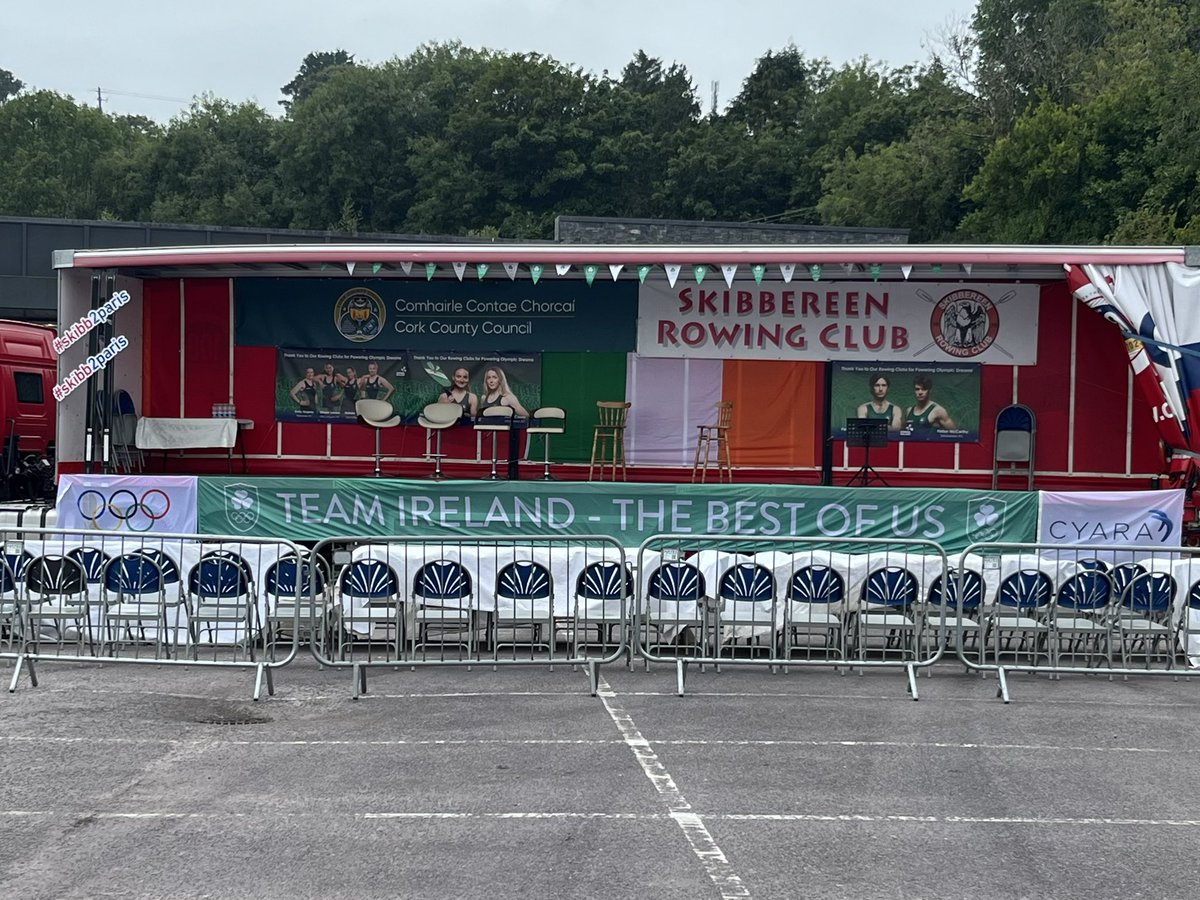 CWCivilDefence's tweet image. The Fairfield Carpark is ready to Welcome Home our Olympic Heros. There is great excitement in the town of Skibbereen.