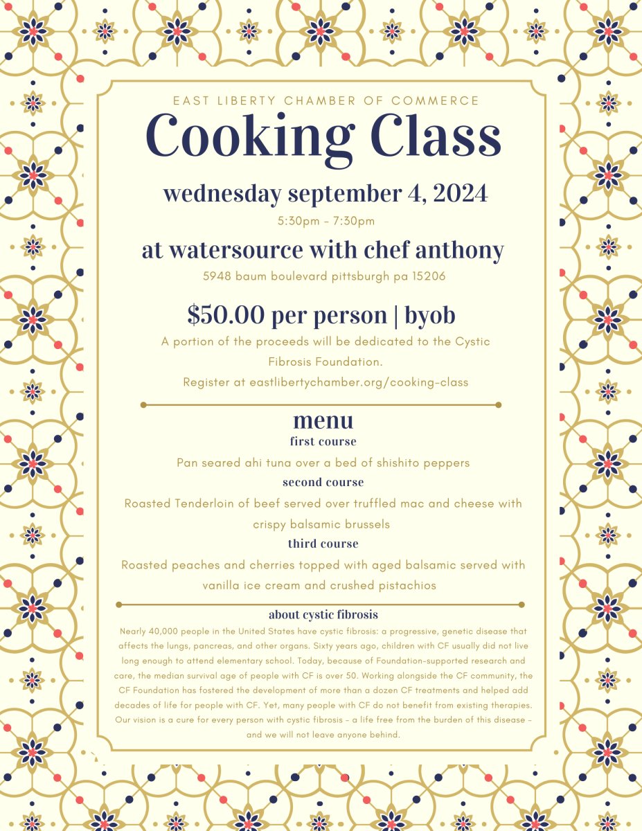 Due to a huge demand to take part in this class and to support the Cystic Fibrosis Foundation, we have added MORE SEATS! A HUGE Thank you to Don's Appliances for hosting this event! eastlibertychamber.org/Cooking-Class

#cycsticfibrosis #cookingclass #charity #eastliberty #donsappliances
