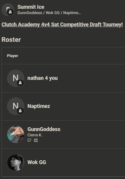 Finished 9th-12th out of 30 in the <a href="/ClutchAcademyGG/">ClutCh Academy</a> Draft 

Not bad since I'm close to recovering from food poisoning lol and my teammates <a href="/dehtonate/">nate</a>, <a href="/Naptimez/">NapTimez 💤</a> and <a href="/GunnGoddess/">Cici 💙</a> were a unit. I was a lil' wary being a EU Halo player in a largely NA draft, but you 3 were chill and