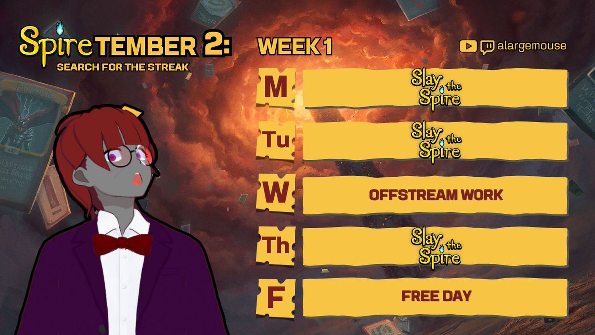 September for me is SPIRE-tember! I love Slay the Spire, and last year I played it for the entirety of the month. This time, I'll be attempting to do winstreaks at the hardest possible difficulty (A20 Heart), with Fridays free to other games.
