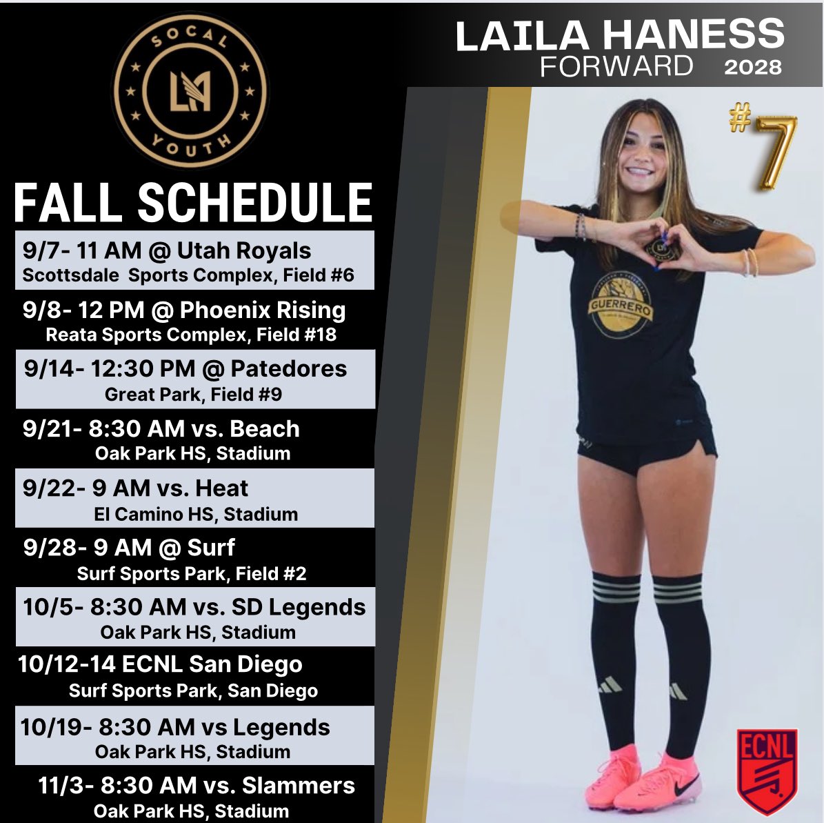 Fall Schedule is out! Opening weekend games in AZ.