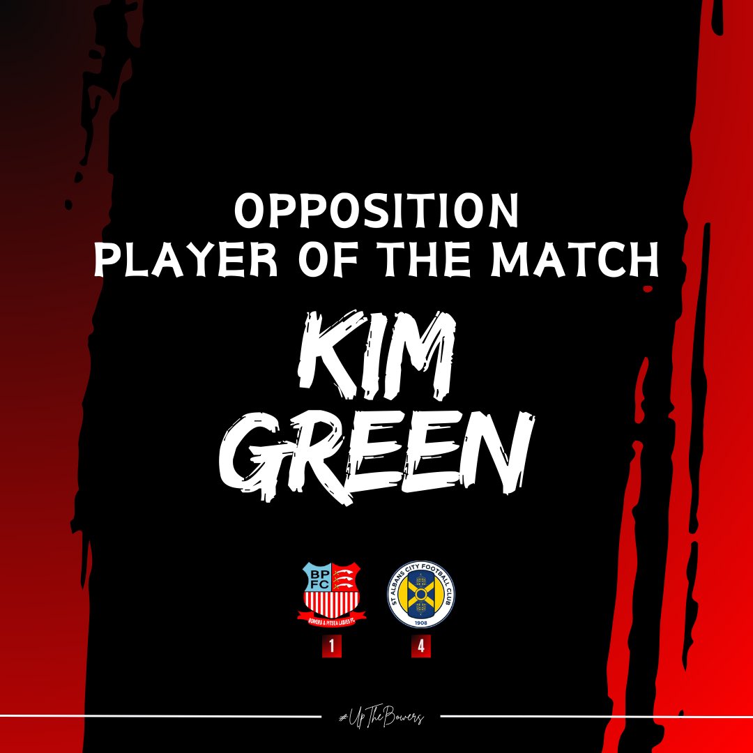 👏🏻 Today’s Opposition Player of the Match went to our goal scorer this afternoon, Kim Green!

#UpTheBowers | #BowersFamily