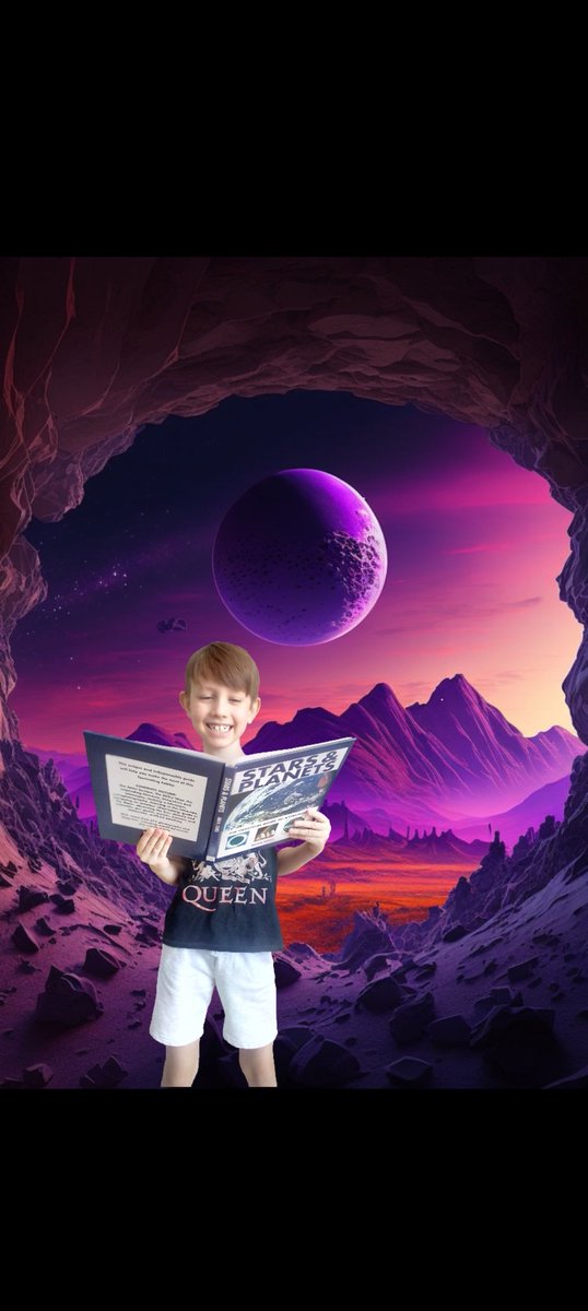 gemmakigs's tweet photo. @SandwichJunior Caspian reading somewhere purple, he has visited alien planets this summer! https://t.co/vPHXYX5RQf