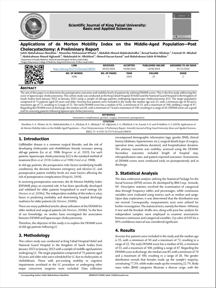 Abdulmalek Alhithlool (@malekww135) on Twitter photo خلال الشهر الماضي نُشر لي ورقتين بحثية ولله الحمد، احدهما مراجعة منهجية (Systematic review and meta-analysis) في تخصص جراحة التجميل والترميم، والاخرى حللنا فيها احد القياسات لمجموعة من المرضى في الجراحة العامة. خلال الشهر الماضي نُشر لي ورقتين بحثية ولله الحمد، احدهما مراجعة منهجية (Systematic review and meta-analysis) في تخصص جراحة التجميل والترميم، والاخرى حللنا فيها احد القياسات لمجموعة من المرضى في الجراحة العامة.