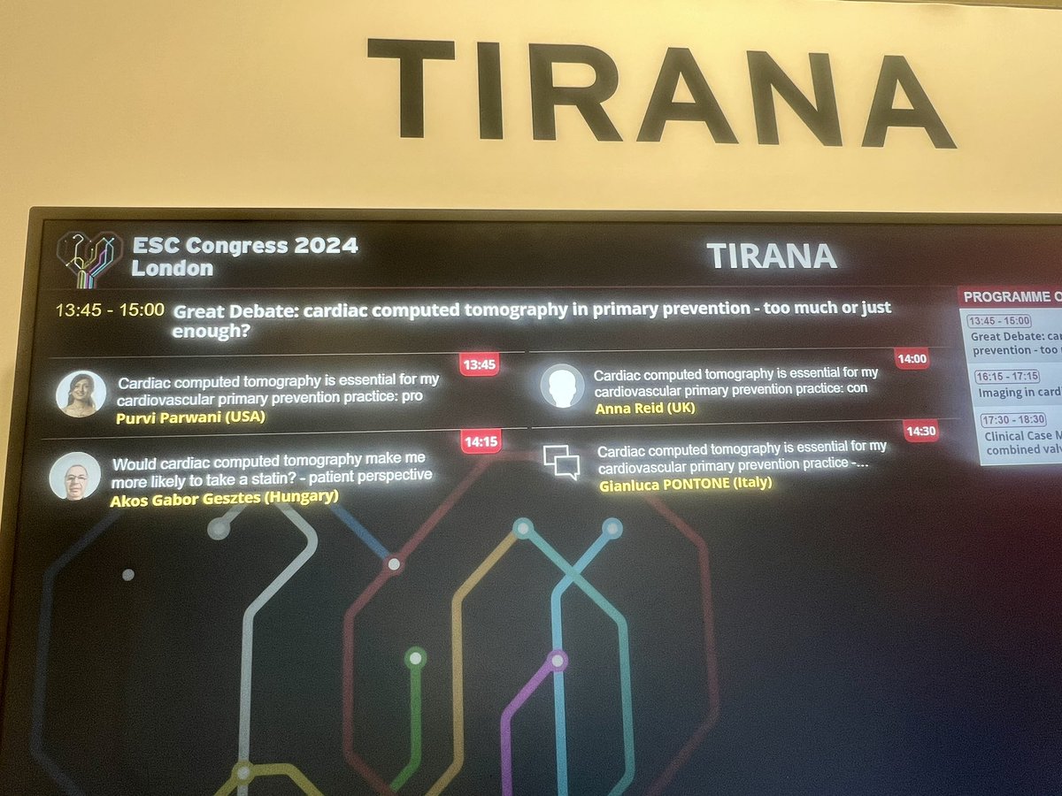 Getting ready for few imaging sessions this afternoon in #Tirana. Aka North Pole at the excel London. Hopefully #CVimaging enthusiasts can find it ( use gps/ maps in the app) 
 
We have a debate on role of #yesCCT in prevention followed by the most challenging #whyCMR cases.
