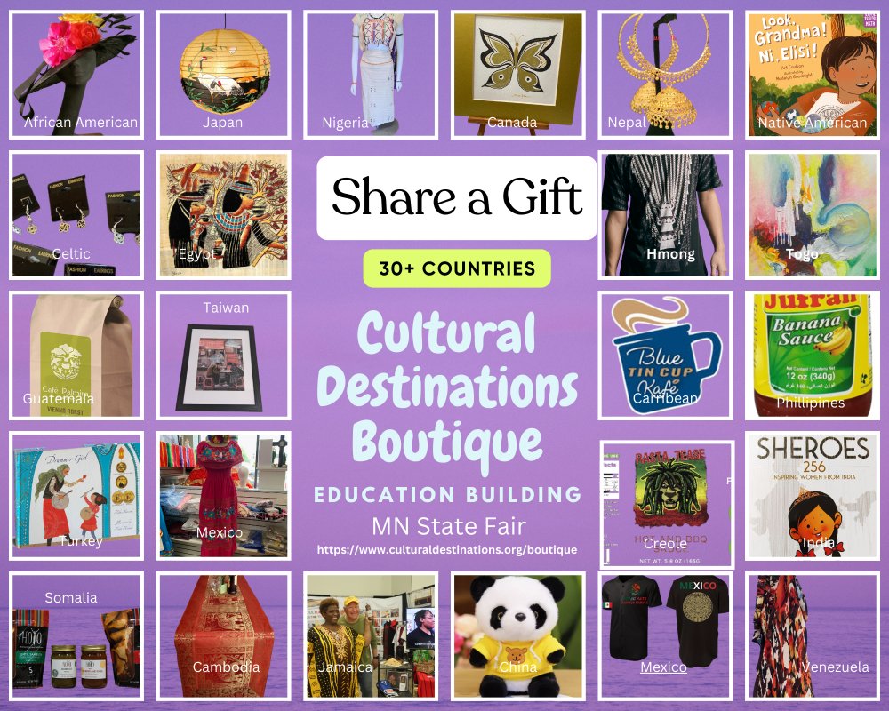 EnjoyCultures's tweet photo. Last 2 days to experience Cultural Destinations-  Culture is Cool Fashion Show (5 pm), gifts from 30+ cultures and the mural where 1000+ said #IBelongHere Education building, #mnstatefair  #CultureisCool #ShareaGift  @enjoyculture @brucecorrie https://t.co/AcSnh1vlSR