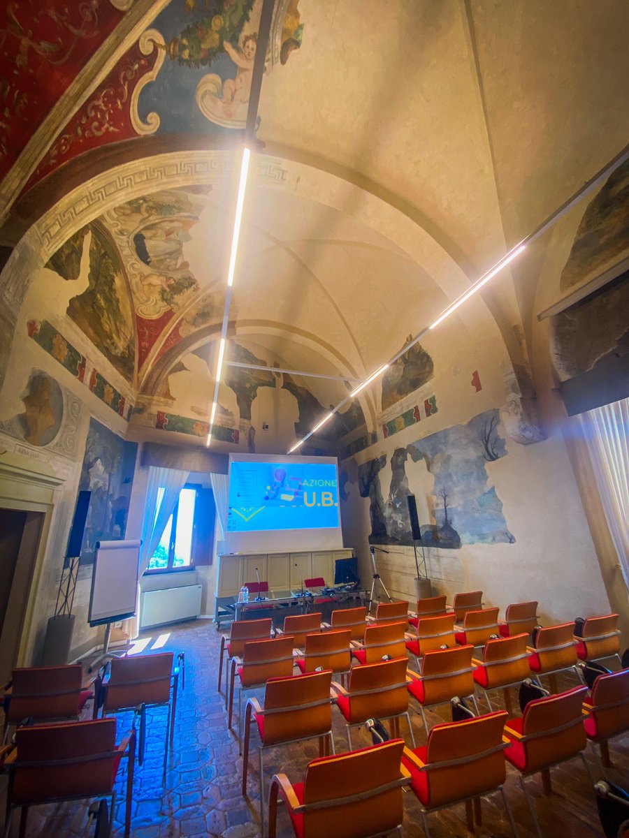 In sunny Bertinoro for #MACH5! Looking forward to a few days of molecular machines, and definitely plan to enjoy surely the best frescos of any conference venue I’ve ever attended!