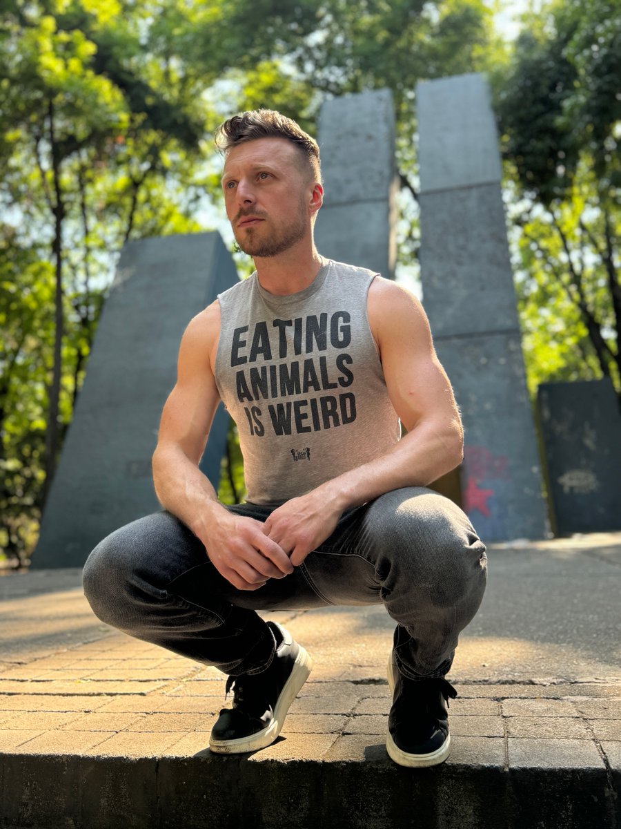 JohnOberg's tweet photo. Like my shirt says, eating animals is weird. RT if you agree. ⚡️ https://t.co/FqBD061FMP