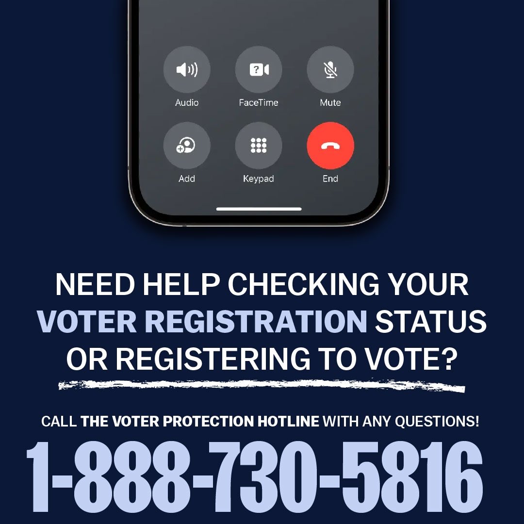 lynnmang's tweet photo. Did you know you can check your voter registration status over the phone?

Be sure to save 1-833-730-5816 in your phone in case someone you know needs assistance voting in GA this fall. https://t.co/JCoZoYu0sh