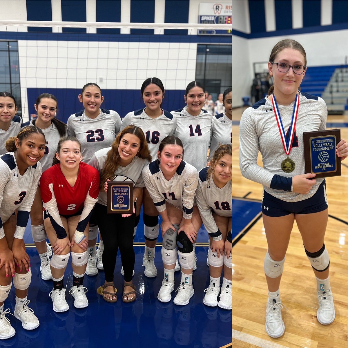 Congratulations to our volleyball team for winning the Silver Championship at the Hill Country invitational! Congrats to Peyton Simpson who was named to the All Tournament team!! Way to go Patriots!!
<a href="/JISD_ATHLETICS/">Judson ISD Athletics</a> <a href="/SAVeteransHS/">Veterans Memorial High School</a> <a href="/VMHSMediaTeam/">VMHS Media</a> <a href="/VMHSABC/">VMHS Athletic Booster Club</a>
