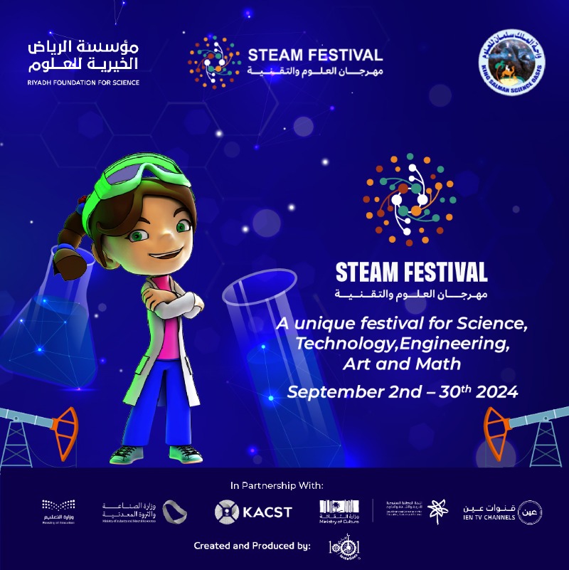 KS_ScienceOasis's tweet photo. Live shows, workshops, interactive exhibits, and talks at #STEAMFESTIVAL2024.
Join us at #KingSalmanScienceOasis, in Riyadh from September 2nd to 30th.
Explore the #World_of_Chemistry_and_Petrochemicals! 🧪✨ 

@1001inventions 
#ExploreYourPassion_UnlockYourPotential