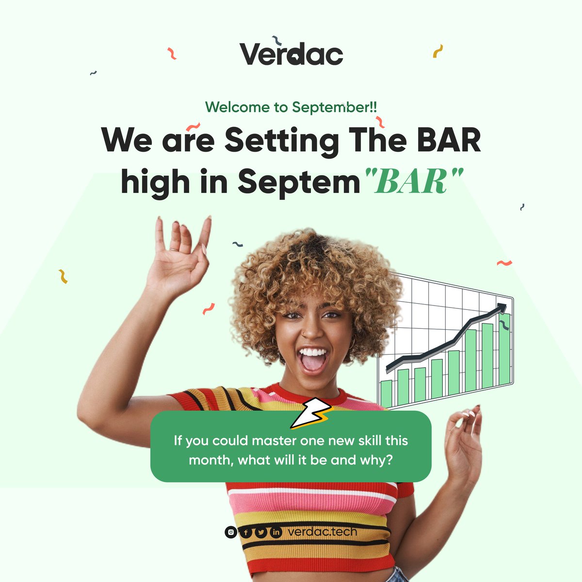 VerdacTech's tweet image. It&apos;s a new month 🎉 🎉 what new skill will you be mastering this month?

Join Verdac Tech and raise the bar in the remaining months of the year 2024!

#Verdactech #Happynewmonth #September2024 #explore #tech