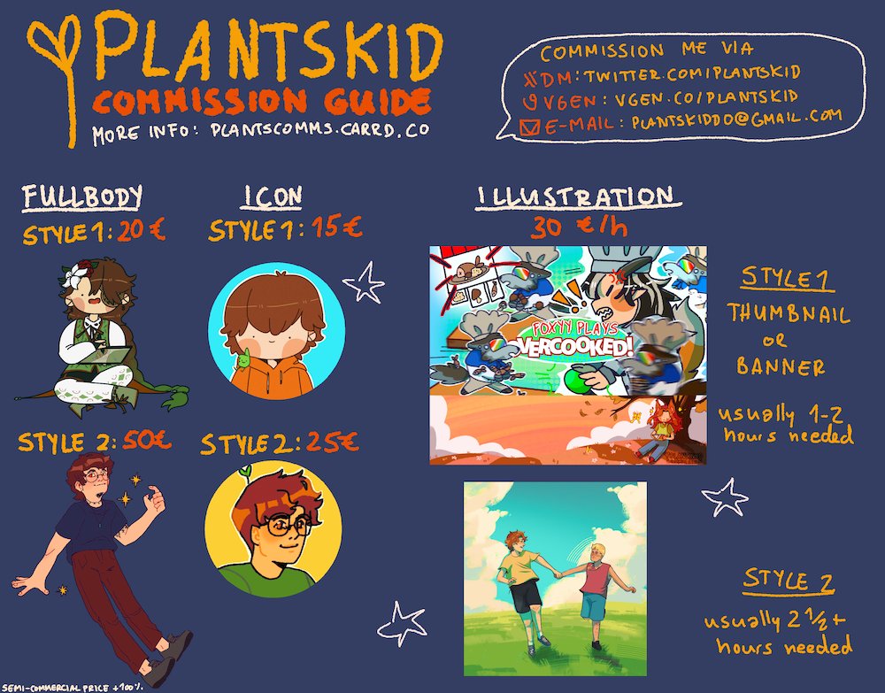 plantskid's tweet image. hi! i am plantskid 🌱 your friendly freelance illustrator for all your profile pictures, headers, thumbnails, png tubers and general chibi and semi-realism commissions! ✨

🎨 info: plantscomms.carrd.co
🖼️ order: vgen.co/plantskid